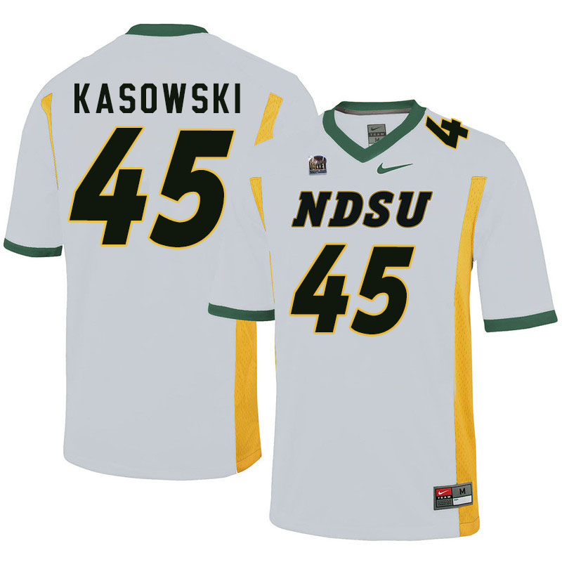 Men #45 Dustin Kasowski North Dakota State Bison College Football Jerseys Sale-White - Click Image to Close
